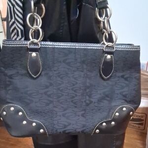 Coach Black Shoulder Bag with Silver Accents